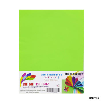 Bright Neon Color Paper N Green 100 Sheet 8.5X11 (Bnpng)
