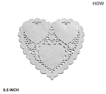 MG Traders Paper Doilies Heart White 100 Sheets 6" (Hdw)