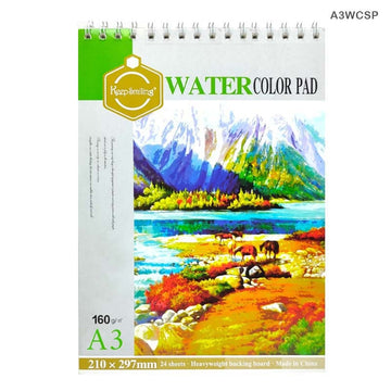MG Traders Paper Water Color Spiral Pad A3 White Paper (A3Wcsp) 160Gsm