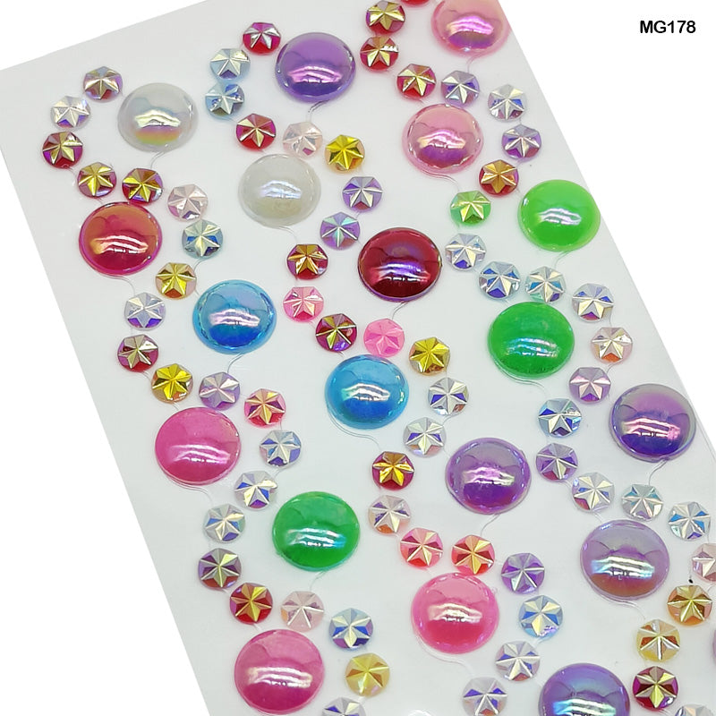MG Traders Pearl & Diamond Stickers Twinkle Jewel Plain Dot Journaling Sticker Mg17-8  (Pack of 6)