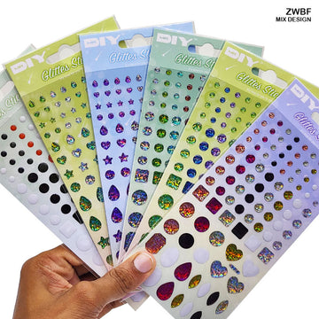 MG Traders Pearl & Diamond Stickers Zwbf Glittes Journaling Sticker  (Pack of 4)