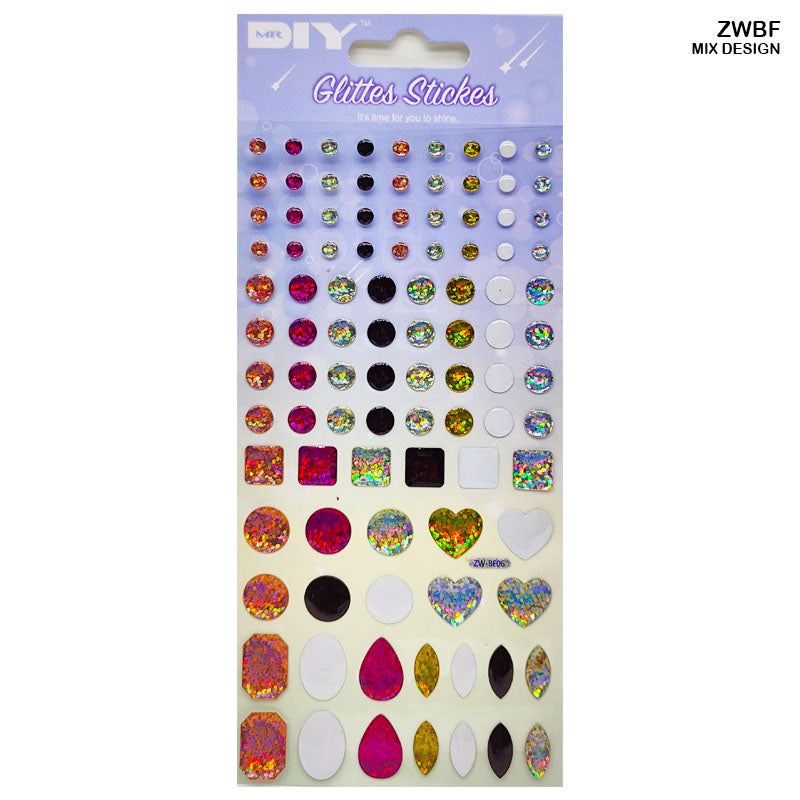 MG Traders Pearl & Diamond Stickers Zwbf Glittes Journaling Sticker  (Pack of 4)