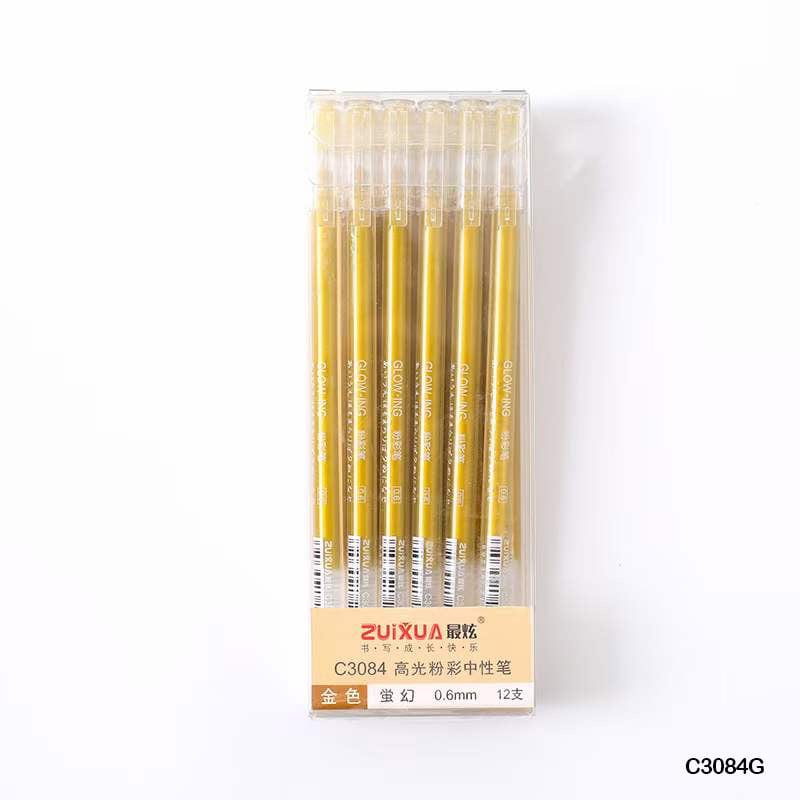 MG Traders Pen C3084G Gold Pen 0.6Mm 12Pcs