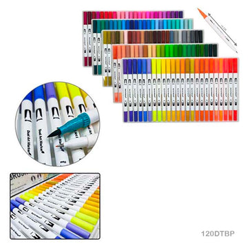 MG Traders Pen Dual Tip Brush Pen 120 Color Set (120Dtbp)