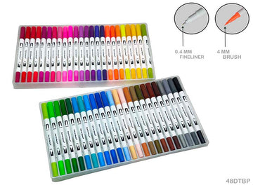 MG Traders Pen Dual Tip Brush Pen 48 Color Set (48Dtbp)