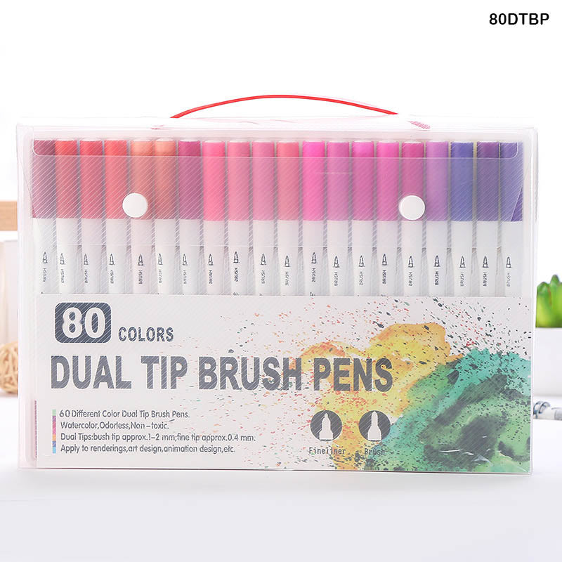 MG Traders Pen Dual Tip Brush Pen 80 Color Set (80Dtbp)
