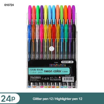 Hg6107-24Pc Neon Colour Pen (610724)