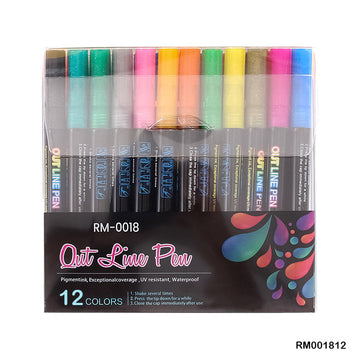 Rm001812 12 Color Out Line Pen