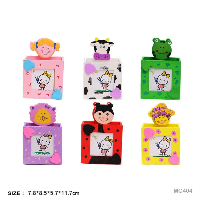 Cute Cartoon Wooden Pen Stand with Clip (1pcs) pack of 1
