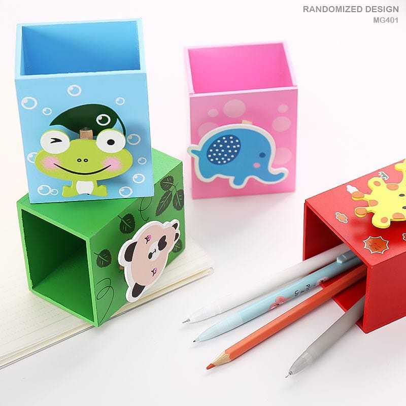 MG Traders Pen Wooden Cartoon Animal Pen Holder (Mg401)  (Pack of 4)