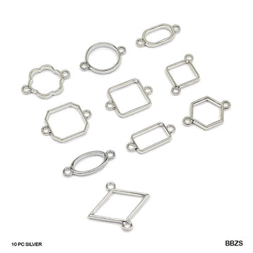 MG Traders Pendant Bbzs Bezels Mix Shape Set 10Pc Silver  (Pack of 3)