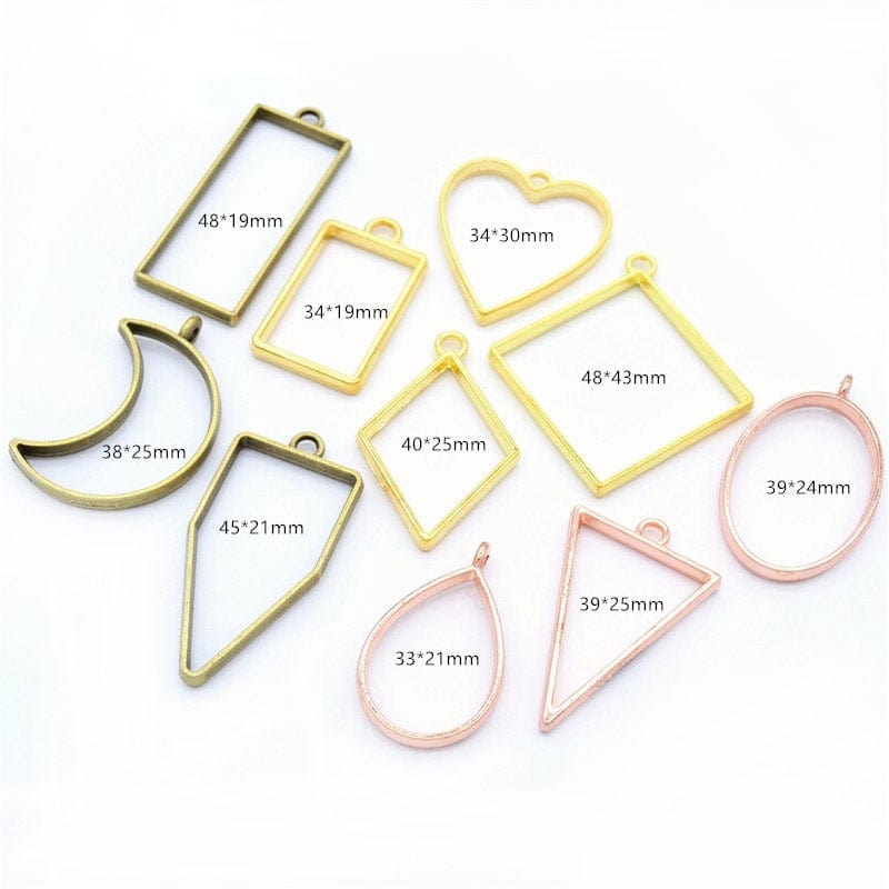 MG Traders Pendant Bezels Mix Shape Set 10Pc Gold (Gsmg)  (Pack of 3)