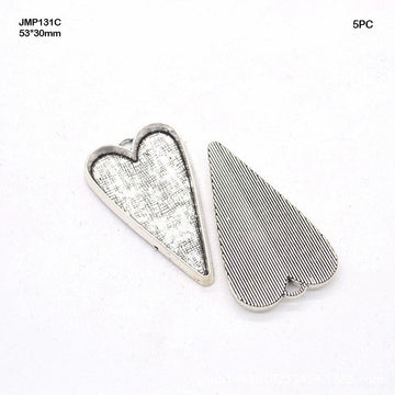 Jmp131C Heart Pendant Silver 53*30Mm 5Pc