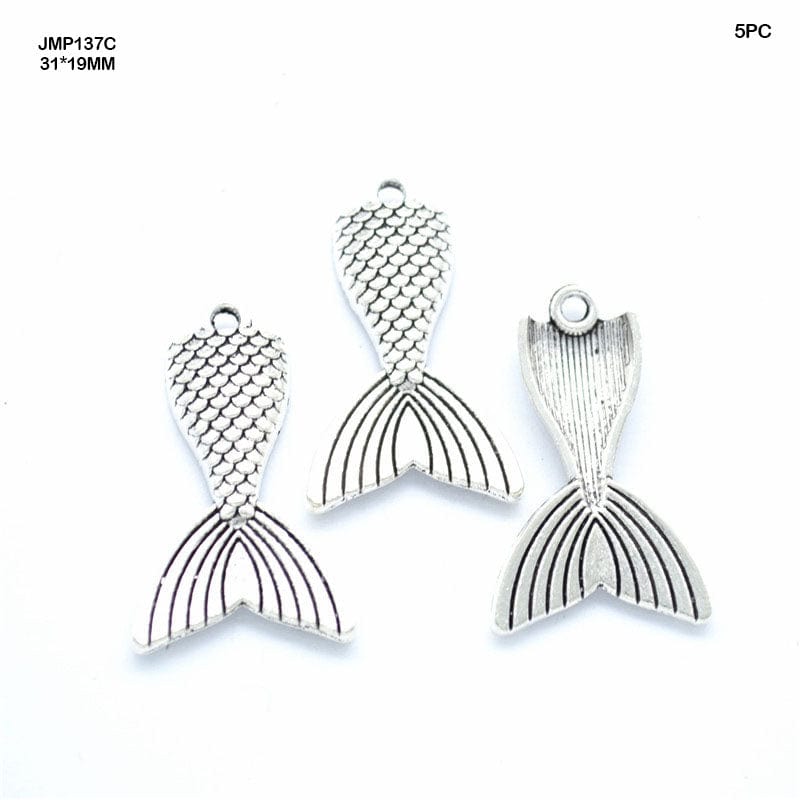 MG Traders Pendant Jmp137C Fish Tail Pendants Silver 31*19Mm 5Pc