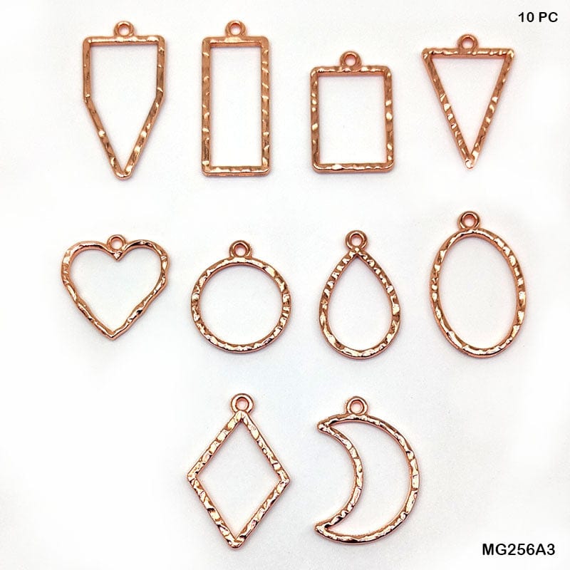 MG Traders Pendant Mg256A3 Bezels Mix Shape 10Pc Rose Gold