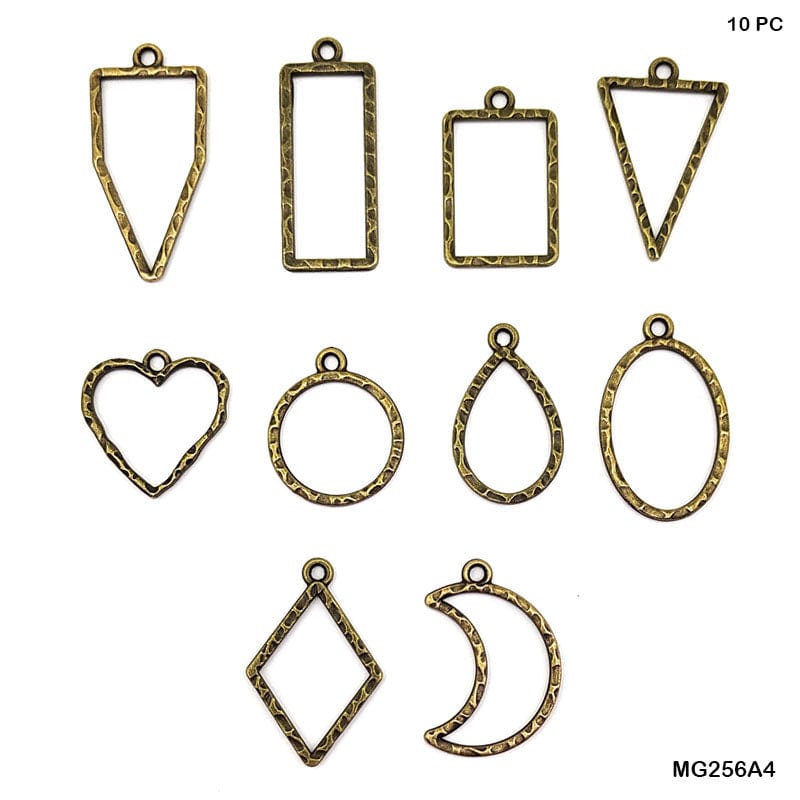 MG Traders Pendant Mg256A4 Bezels Mix Shape 10Pc Coper