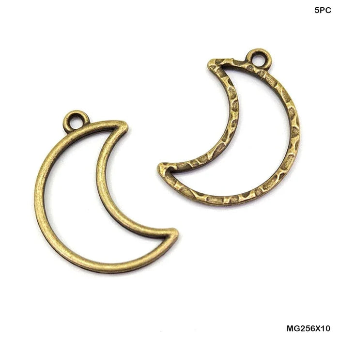 Copper Crescent Moon Bezel Settings for Jewelry Making (5 Pieces)