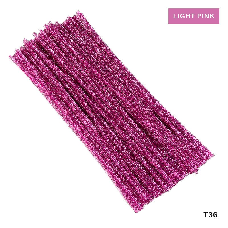 MG Traders Pompom & Pipe cleaner Pipe Cleaner Glitter 100Pc L Pink (T36)  (Pack of 3)