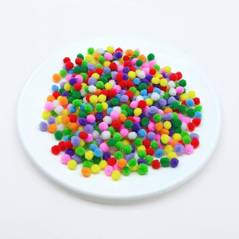 MG Traders Pompom & Pipe cleaner Pompom Plain 1Cm Small Multi Color 1000Pcs (P1)