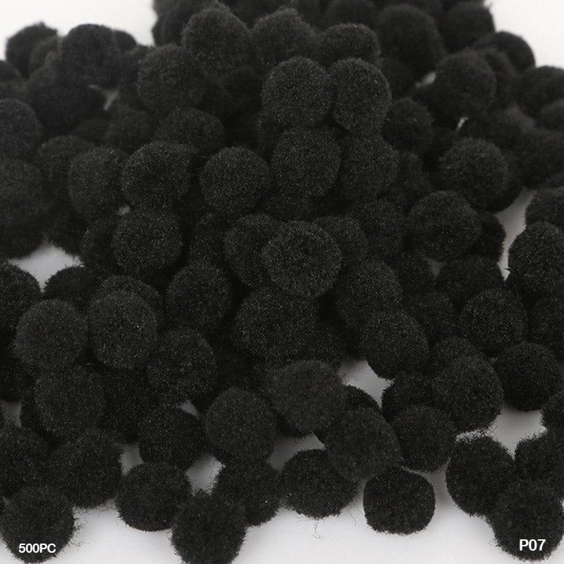 MG Traders Pompom & Pipe cleaner Pompom Plain Midium 2Cm Black 500Pc (P07)
