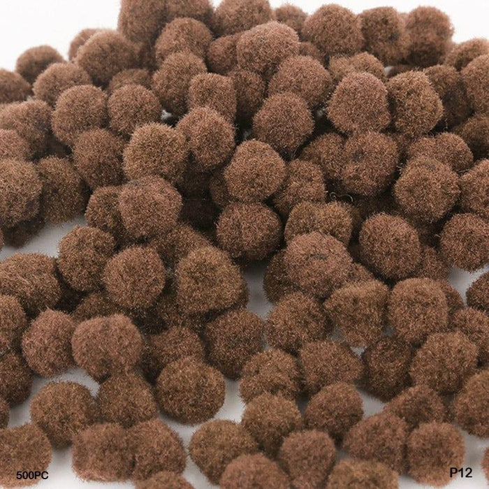 Pompom Plain Medium  2Cm Brown 500Pc (P12)