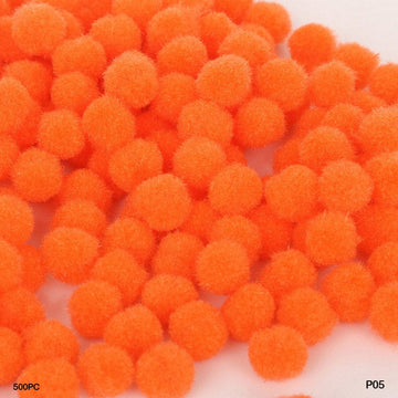 MG Traders Pompom & Pipe cleaner Pompom Plain Midium 2Cm D Orange 500Pc (P05)