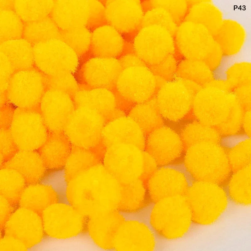MG Traders Pompom & Pipe cleaner Pompom Plain Midium 2Cm D Yellow 500Pc (P43)