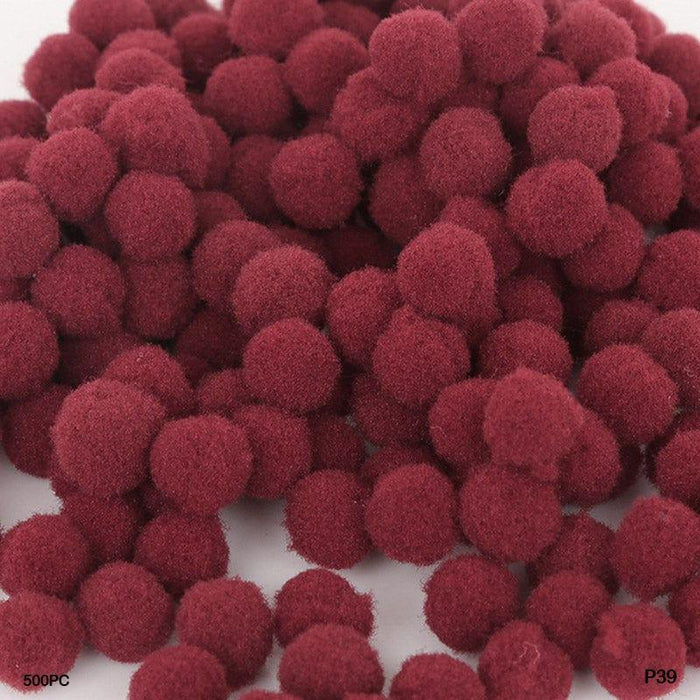 Pompom Plain Medium  2Cm Maroon 500Pc P39