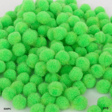 MG Traders Pompom & Pipe cleaner Pompom Plain Midium 2Cm P13 L Green 500Pc (P13)