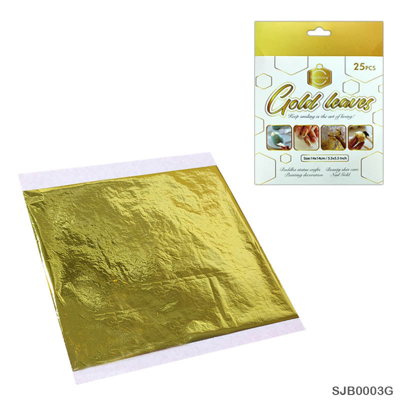 MG Traders Resin Accessories Foil Paper 14X14Cm Gold Leaves (25Pc) (Sjb0003G)