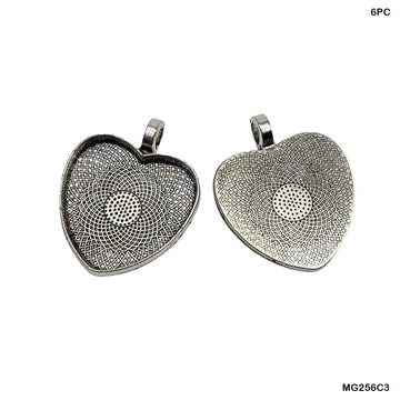 Mg256C3 Heart Shape Metal 6Pc Silver