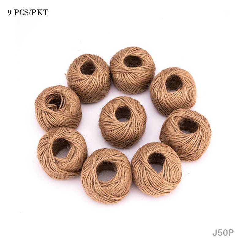 MG Traders Rope & Lace Jute Thread 50Mtr Plain 9 Pcs (J50P)