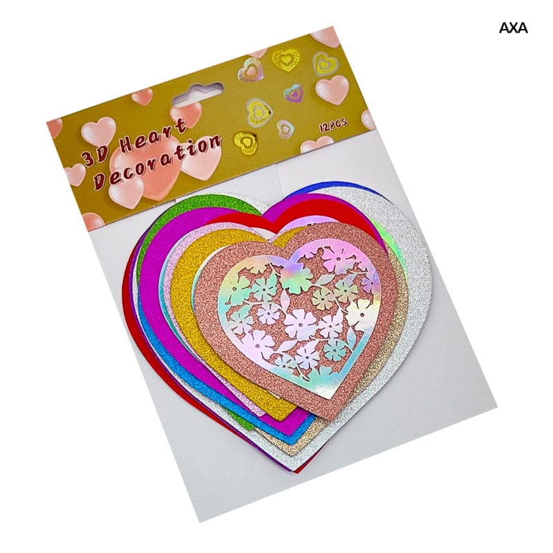 MG Traders scrapbook Stickers Axa 3D Heart Decoration Glitter Journaling Sticker 12 Heart  (Pack of 3)