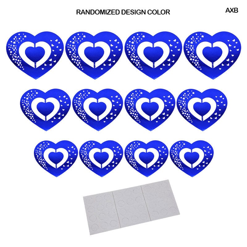 MG Traders scrapbook Stickers Axb 3D Heart Decoration Metallic Journaling Sticker 12 Heart  (Pack of 4)