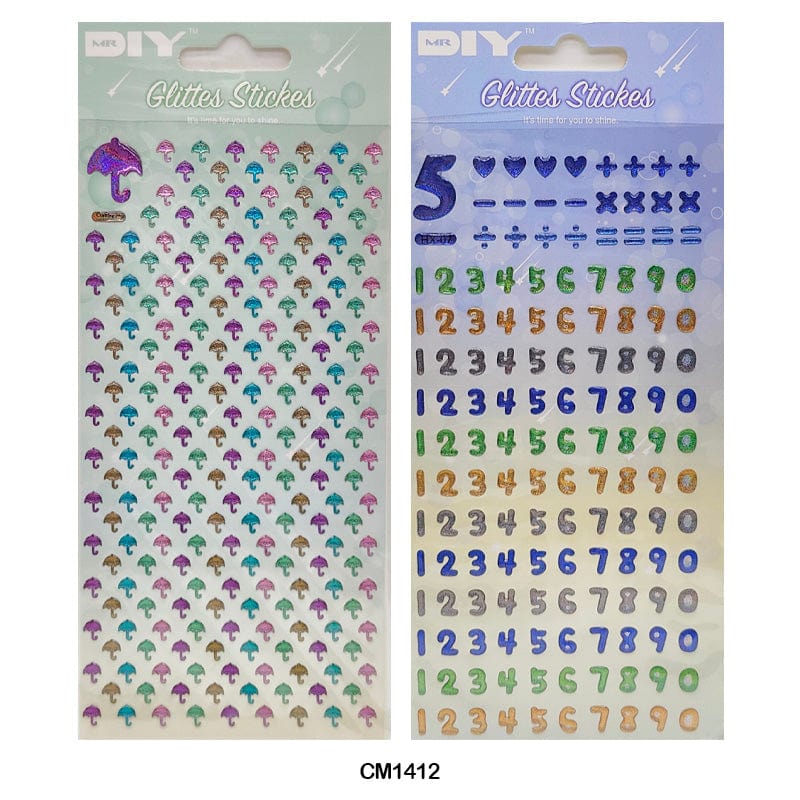 MG Traders scrapbook Stickers Glitter Journaling Sticker Shiny (Cm1412)  (Pack of 6)