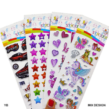 Yb Kids Printed Embossed Journaling Sticker  (Pack of 6)