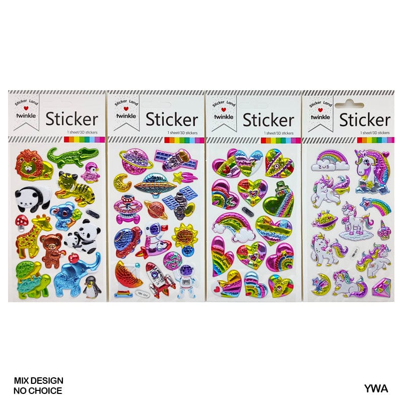 MG Traders scrapbook Stickers Ywa Twinkle 3D Journaling Sticker  (Pack of 6)