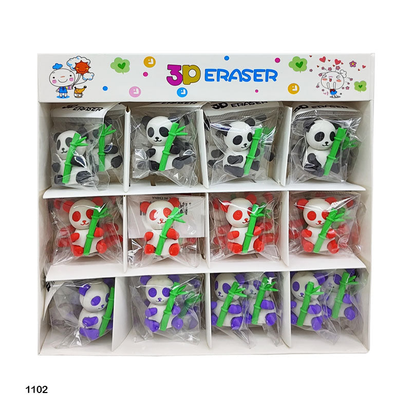 MG Traders Sharpener & Erasers 1102 Panda Eraser 36Pcs