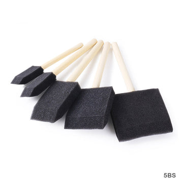 5Pc Black Sponge Set Wooden Handle (5Bs)