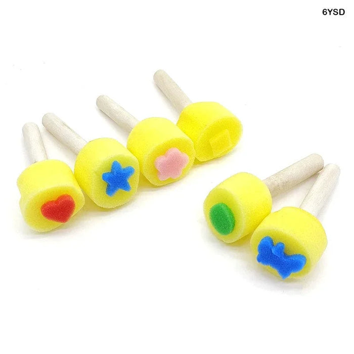 Fun Shape Foam Paint Brushes (6pcs) Pack of 1