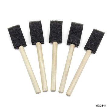 MG Traders Sponge Brush Mg2841 5Pc Black Sponge Set Wooden Handle