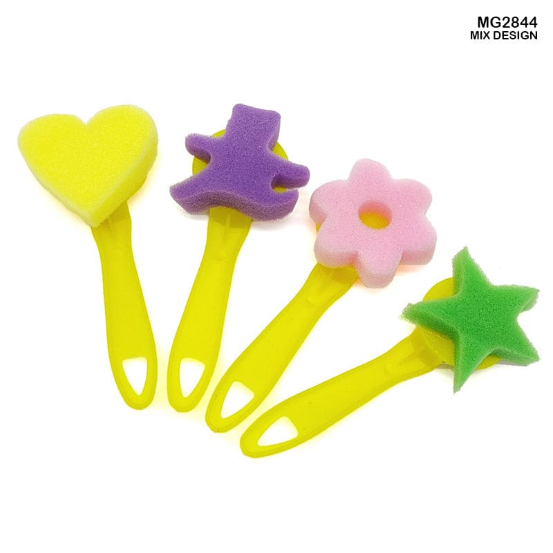 MG Traders Sponge Brush Mg2844 4Pc Sponge Stamp Plastic Handle