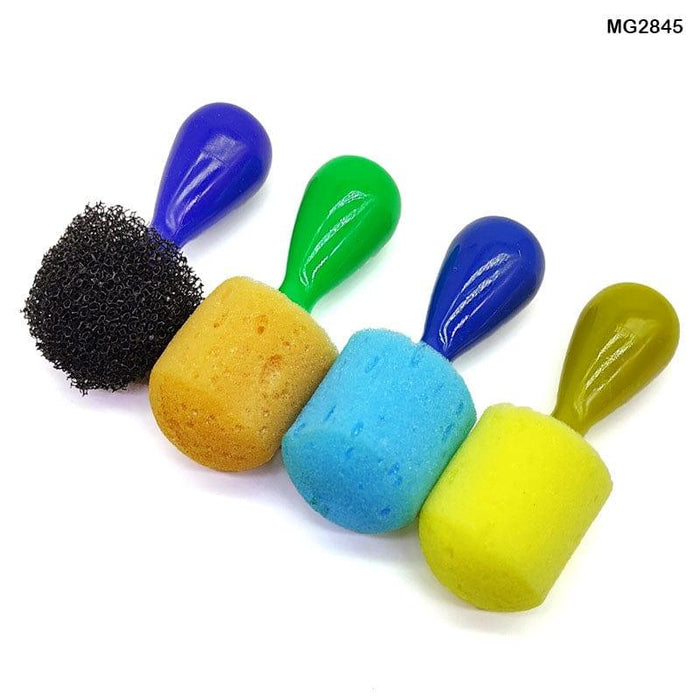 4-Piece Sponge Art Stamp Set with Plastic Handles