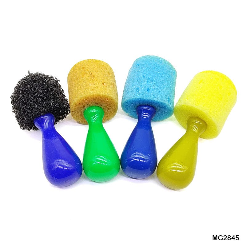 MG Traders Sponge Brush Mg2845 4Pc Sponge N Art Stamp Set Plastic Handle