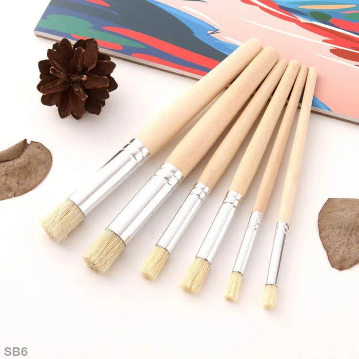 Stencil Brush Set - Round Bristles for Precise Application (6 Pieces)