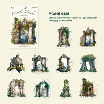 Mg015-0436 Castle Ruins Paper Sticker Pack 20Pc