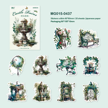 Mg015-0437 Castle Ruins Paper Sticker Pack 20Pc