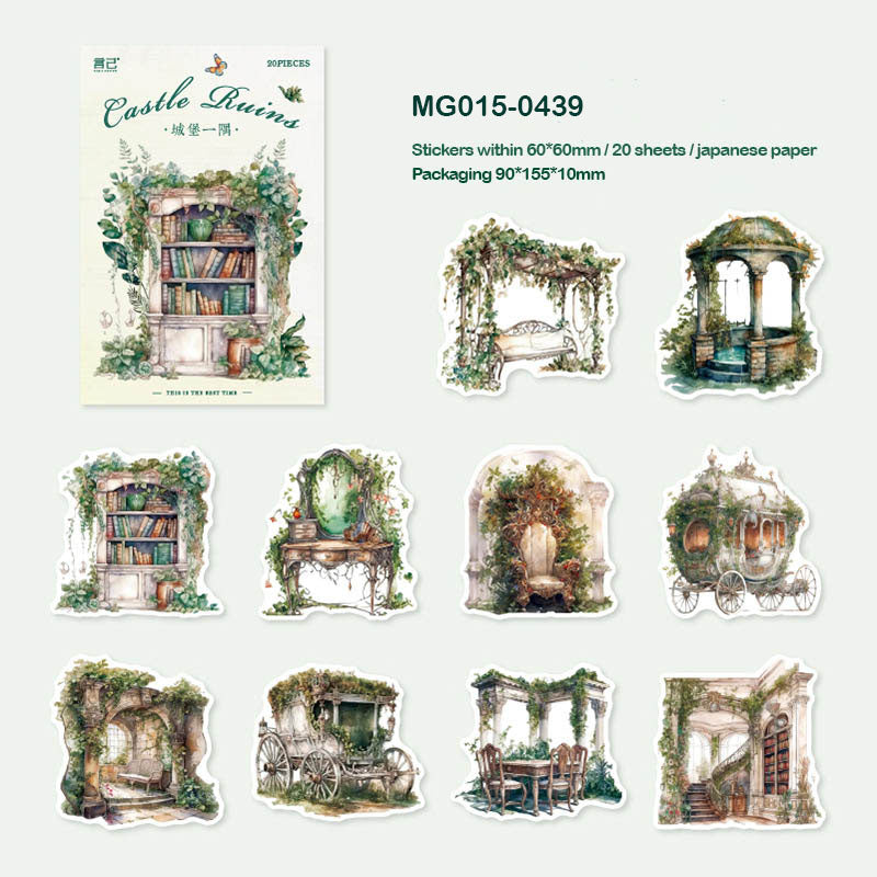 MG Traders Stickers Mg015-0439 Castle Ruins Paper Sticker Pack 20Pc