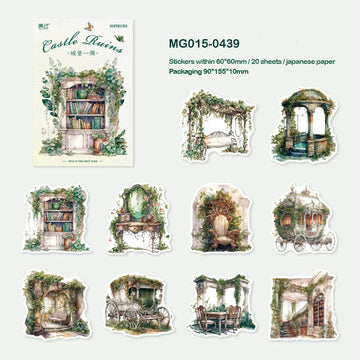 Mg015-0439 Castle Ruins Paper Sticker Pack 20Pc