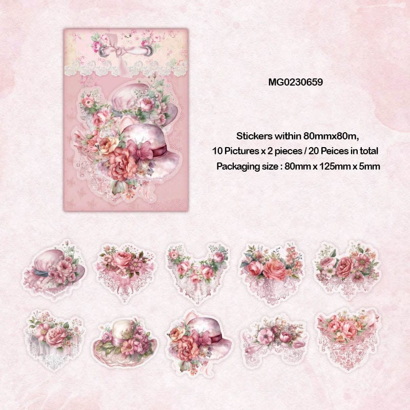 MG Traders Stickers Mg0230659 Floral Flower Cutout Sticker Pack 20Pc